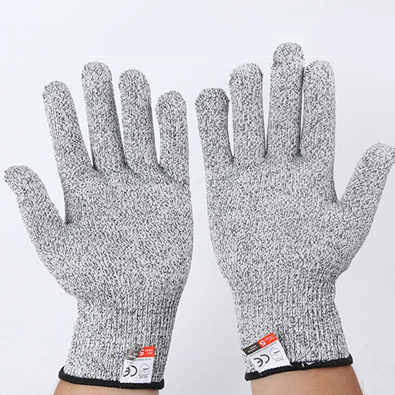 2PCS Grade 5 Anti Cutting Gloves Kitchen HPPE Anti Scratch Glass Wood Cutting Safety Protection Horticulturist Protector Gloves