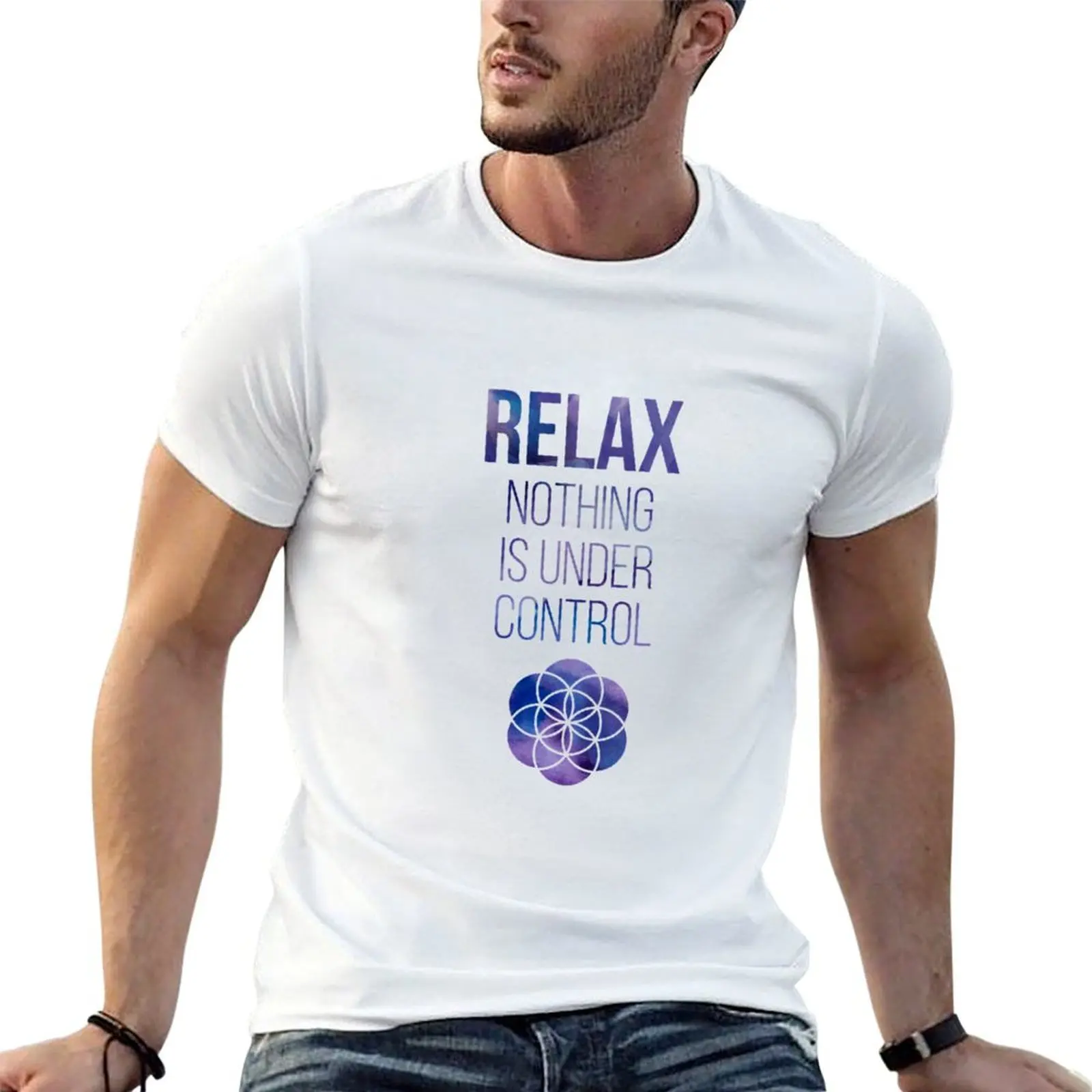 T-shirt Relax Mindfulness avec citation de Bouddha, T-shirt imprimé en coton doux