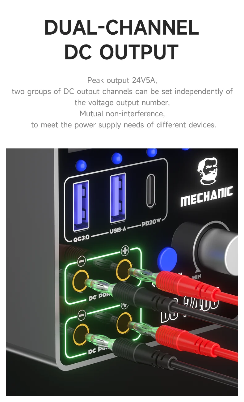 MECHANIC DC-2405 Numerical Control Power Supply 24V-5A PD&QC Intelligent Adjustable Switching Digital Display For Mobile Repair