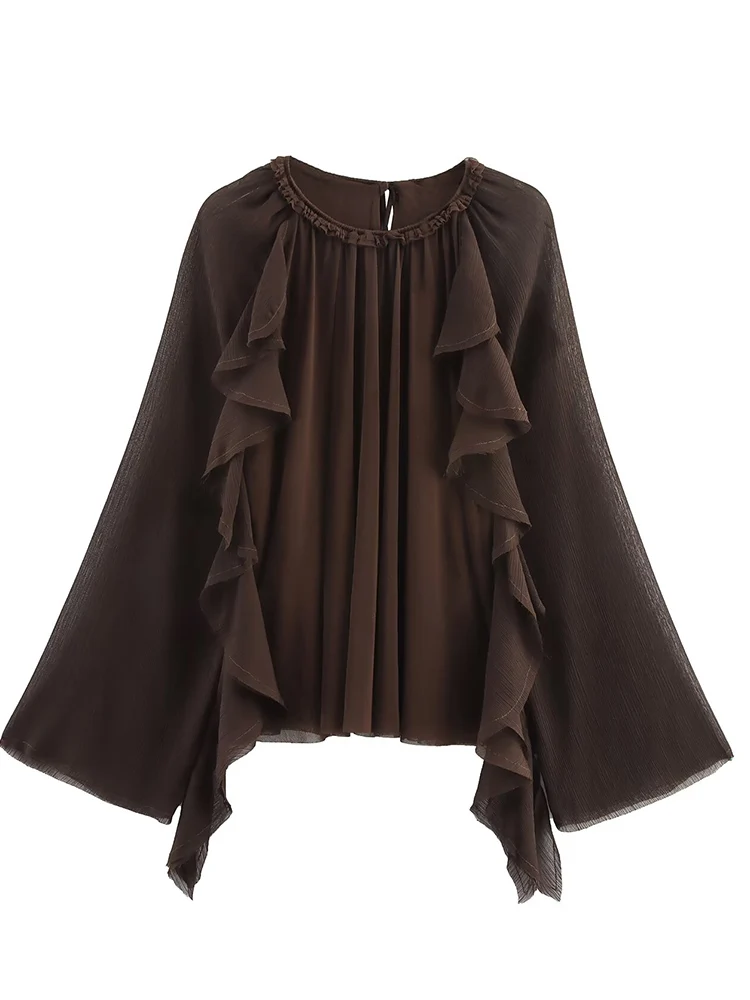 

Новая женская модная универсальная темпераментная многослойная декоративная рубашка с круглым вырезом и длинными рукавами в европейском стиле