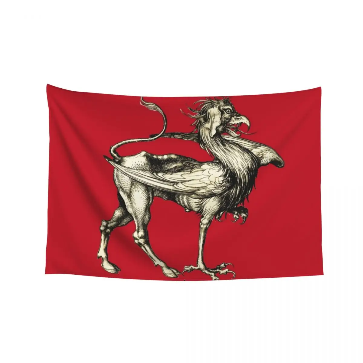 

MEDIEVAL BESTIARY ,GRIFFIN Black White Animal Drawing Tapestry Funny Decorations For Your Bedroom Tapestry