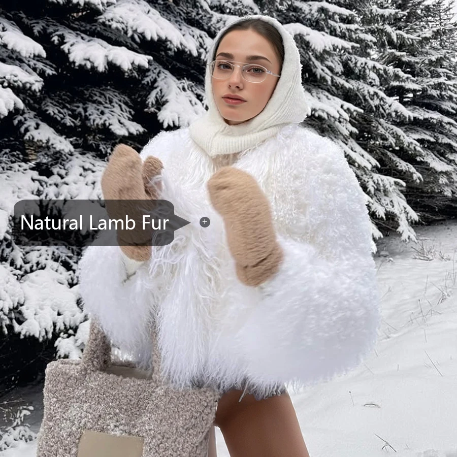 Short White Fur Coat Mongolian Sheep Jackets Genuine Fur Coat For Women Fashion Best Seller Natural Mongolian Fur