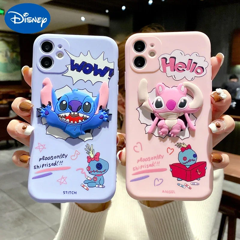 Чехол для телефона Disney stitch для iPhone 11 12 13 14 pro max аниме 3d полноразмерный противоударный чехол для iPhone 12pro 13pro 14pro