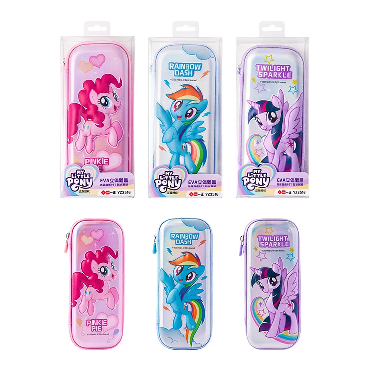 Anime Kawaii My Little Pony Stationery Box Girls Eva Three-Dimensional Pencil Box Cartoon Cute Student Large Capacity Pencil Bag