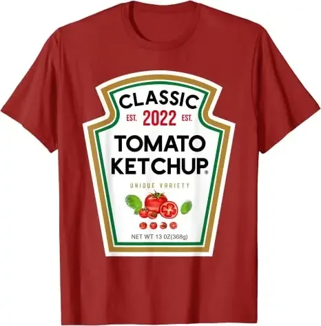 Gift Heinz-Tomato-Ketchup BBQ Clothes Tee Tops Classic Mayo Mustard Ketchup Costume Matching Couples Groups Halloween T-Shirt