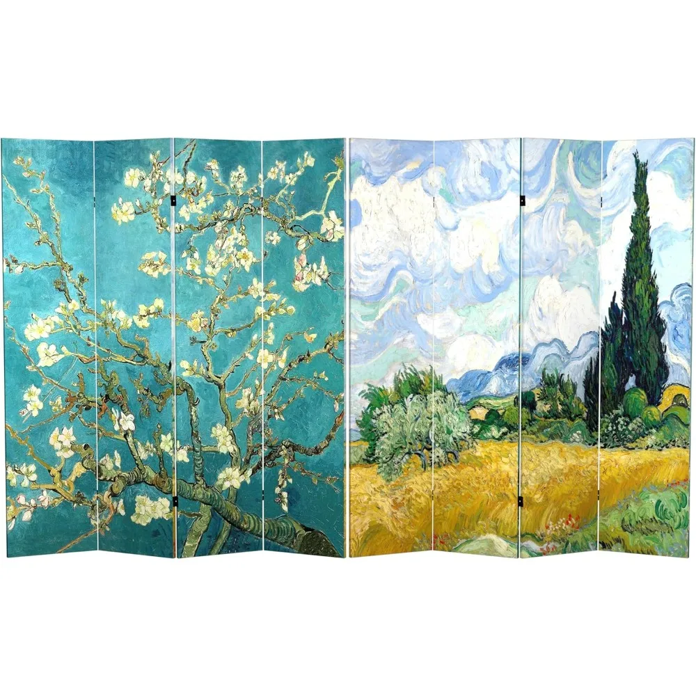 

Oriental Furniture 6 Ft. Tall Double Sided Works of Van Gogh Canvas Room Divider - Almond Blossoms/Wheat Field