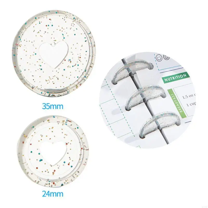 918C 20 шт. блестящие кольца в форме сердца с грибовидным отверстием, переплет для тетради, пластиковый обруч с пряжкой для сам