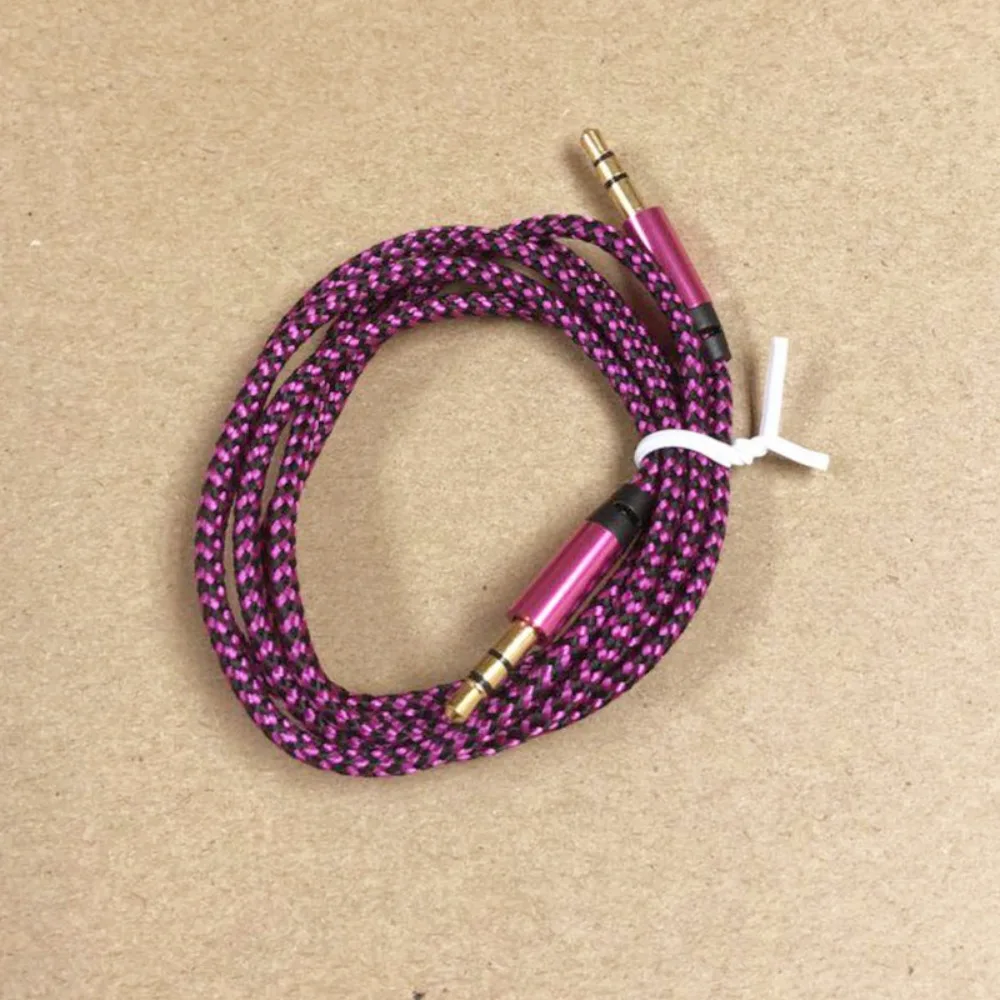 3.5mm Audio Cable Colorful Weaving Copper Wire Core Pair Recording Line Public To Public Colour