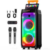 Karaoke Machine, Portable Bluetooth Speaker with 2 Wireless Karaoke Microphones, Karaoke Machine for Adults Kids for Home Party