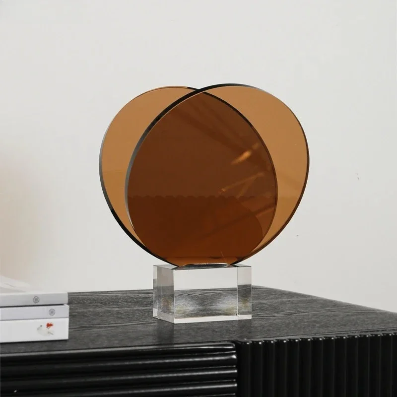 2026 Unique Amber Colored Bookshelf File Book Organizer Shelves Magazine Racks Crystal Base Transparent Book Holder Room Aesthet
