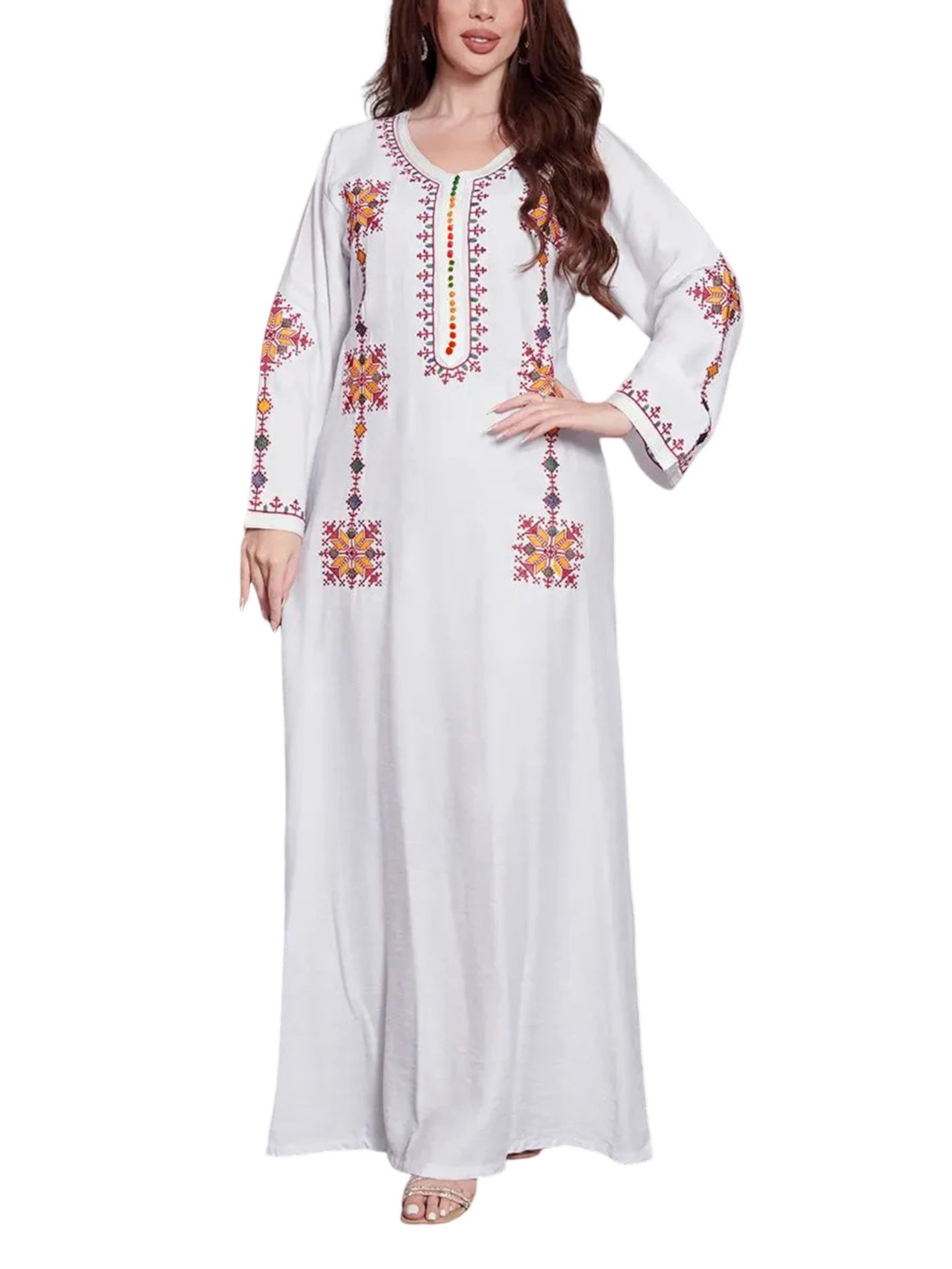 

Women Dress Abaya Ethnic Tribal Dress for Women Long Robe Dresses Summer