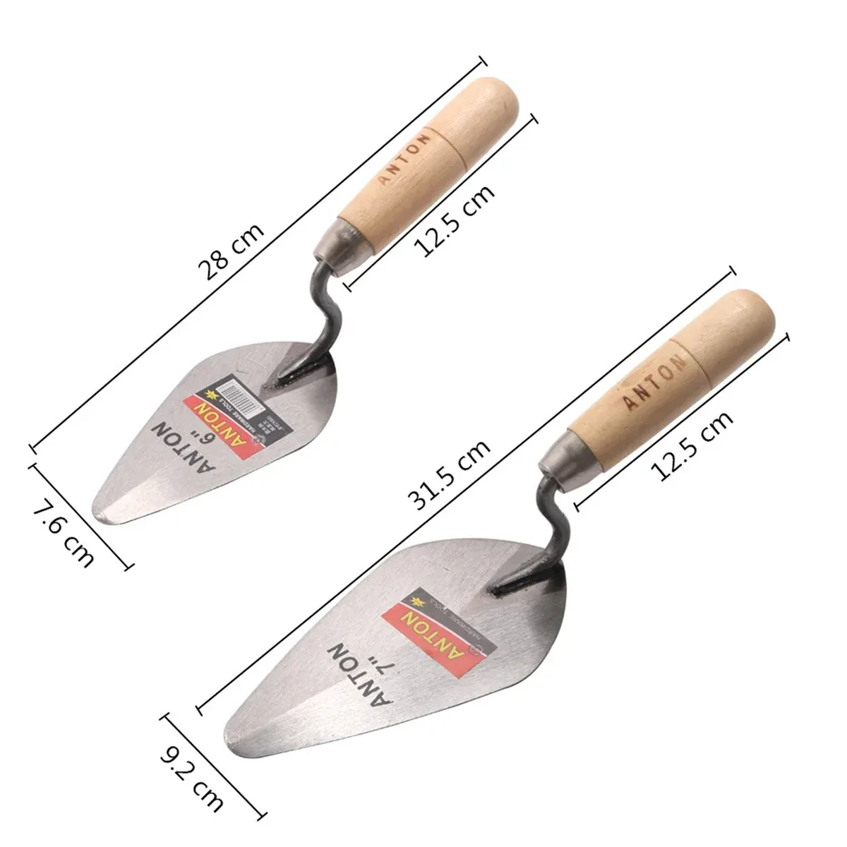 6 Inch 7 Inch Carbon Steel Plastering Trowel Pointed Bricklaying Knife with round Wooden Handle Masonry Tools Wall Brick Work