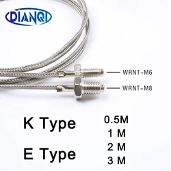 Thermocouple M6 M8 threaded thermal resistance temperature sensor temperature line probe K type E type 0.5M 1M 2M 3M