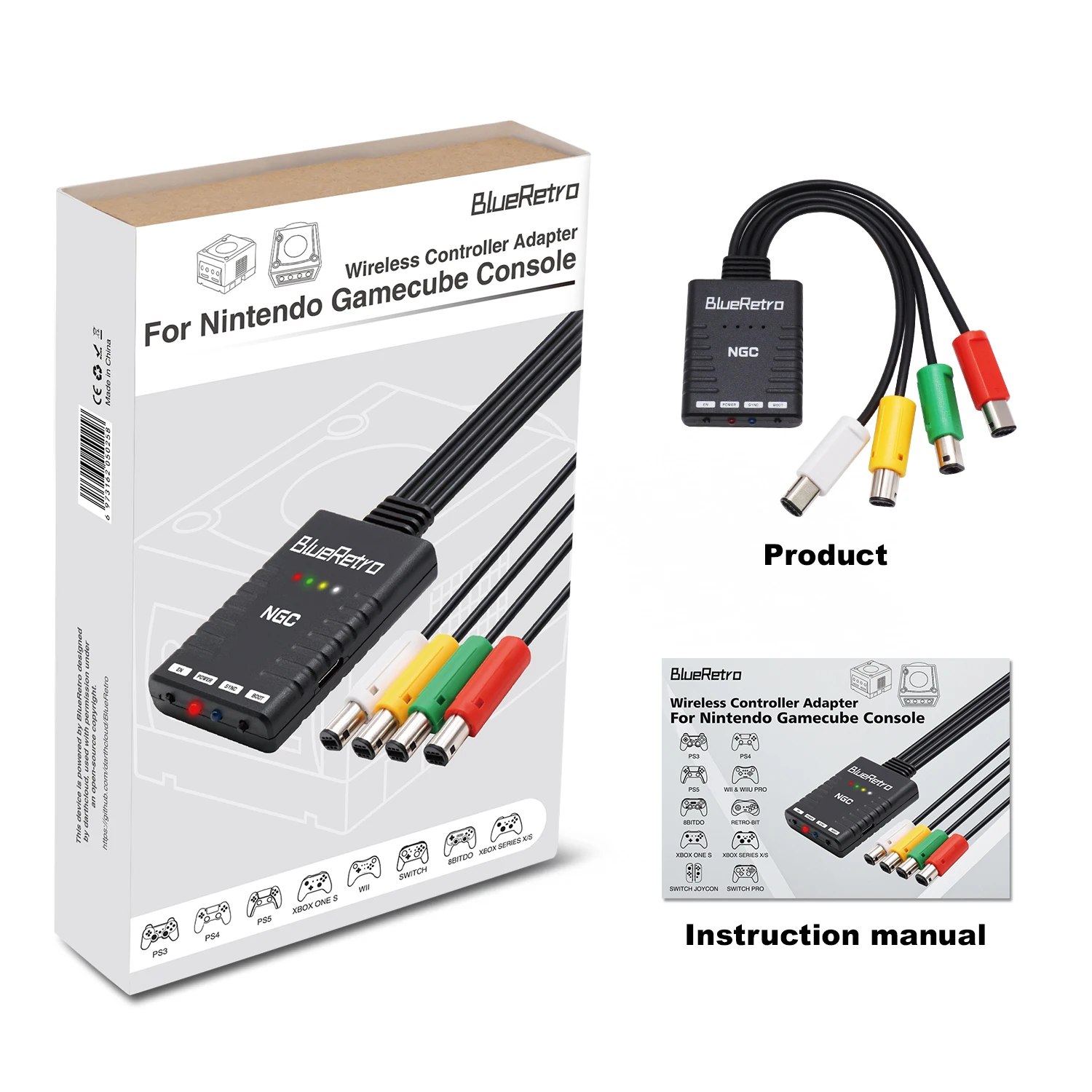 Adapter do bezprzewodowego kontrolery gier BlueRetro dla konsoli Nintendo GameCube dla PS3/PS4 PS5/8bitdo/Switch Pro Joystick