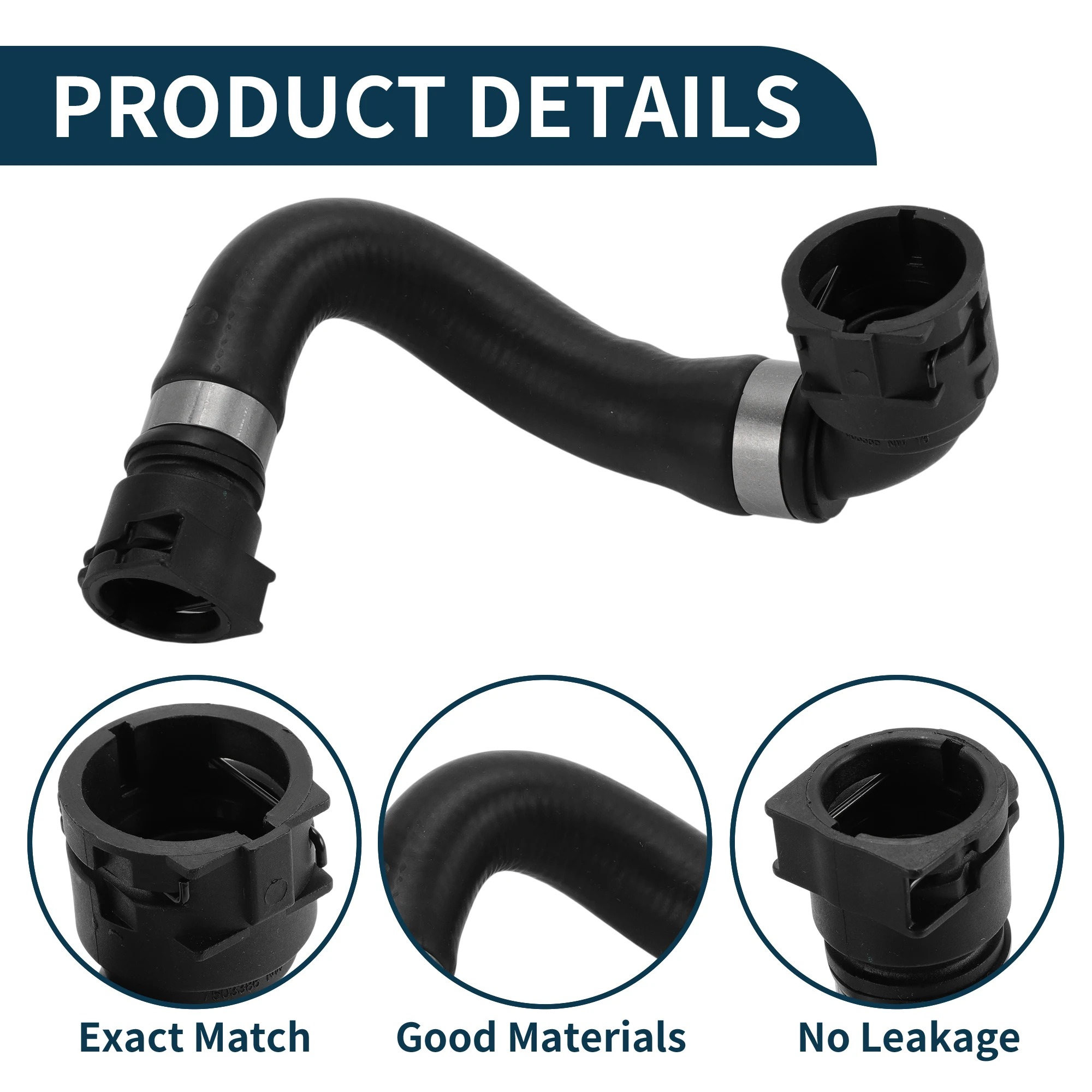 Motoforti Radiator Hose Heater Hose No.17127535535 for BMW X3 16-19 Rubber Coolant Pipe Black 1 Pc