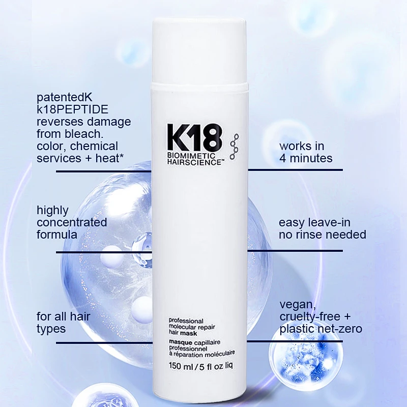 150ml K18 Leave-In Molecular Hair Mask Original Repair Molecular Hair Damaged Dry Frizzy 4 Minutes Treatment Moisturize