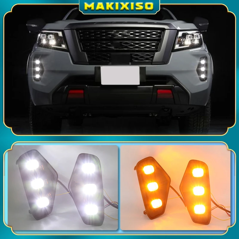 

2PCS LED DRL Fog Lights for Nissan NAVARA NP300 2021 Fog Light Fog Lamp Cover Daytime Running Light turn signal