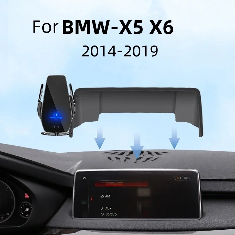 2014-2019 para BMW X5 F15 X6 F16 soporte de teléfono para pantalla de coche cargador inalámbrico modificación de navegación Interior tamaño 10,3