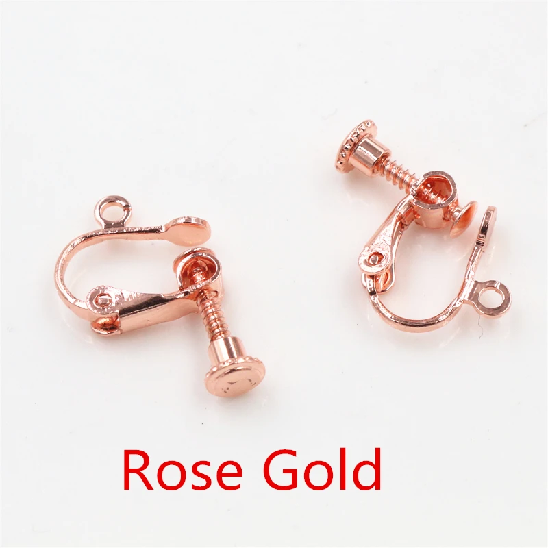 10pcs 15*13mm Brass Screw Ear Clip Earring Settings Rotate Pads Earring Findings Base Blank Bezel For Jewelry Making Supplies