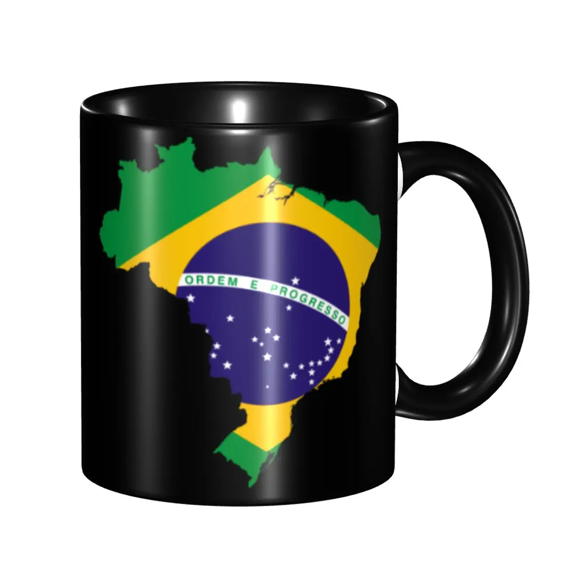 Brazilian Flag Inside Map Of Brazil Coffee Mug DIY Personalized Ceramic Milk Tea Mug Cup