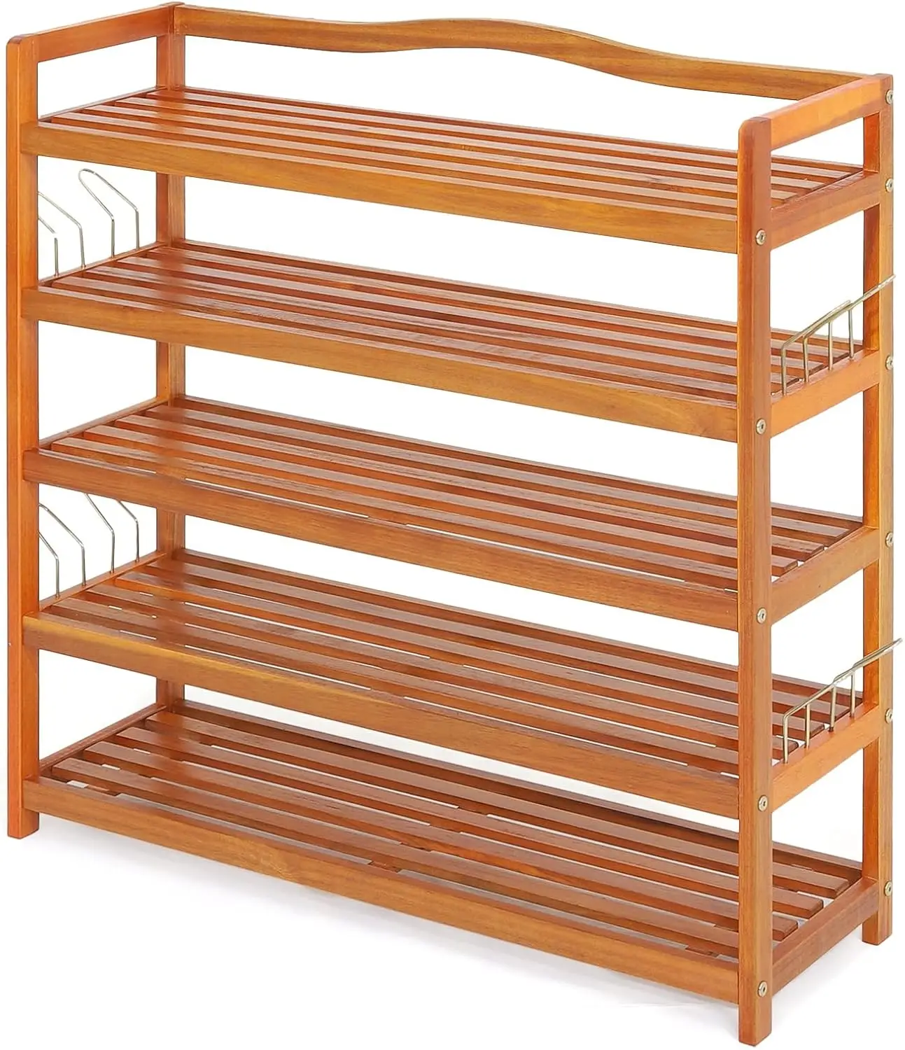 

Shoe Rack 5-Tier Entryway Shoe Acacia Wood Organizer Free Standing Shelves