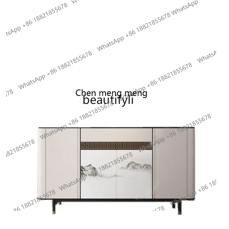 

D178 New Chinese-style entrance cabinet light luxury solid wood partition painted dining side cabinet feng shui end view table