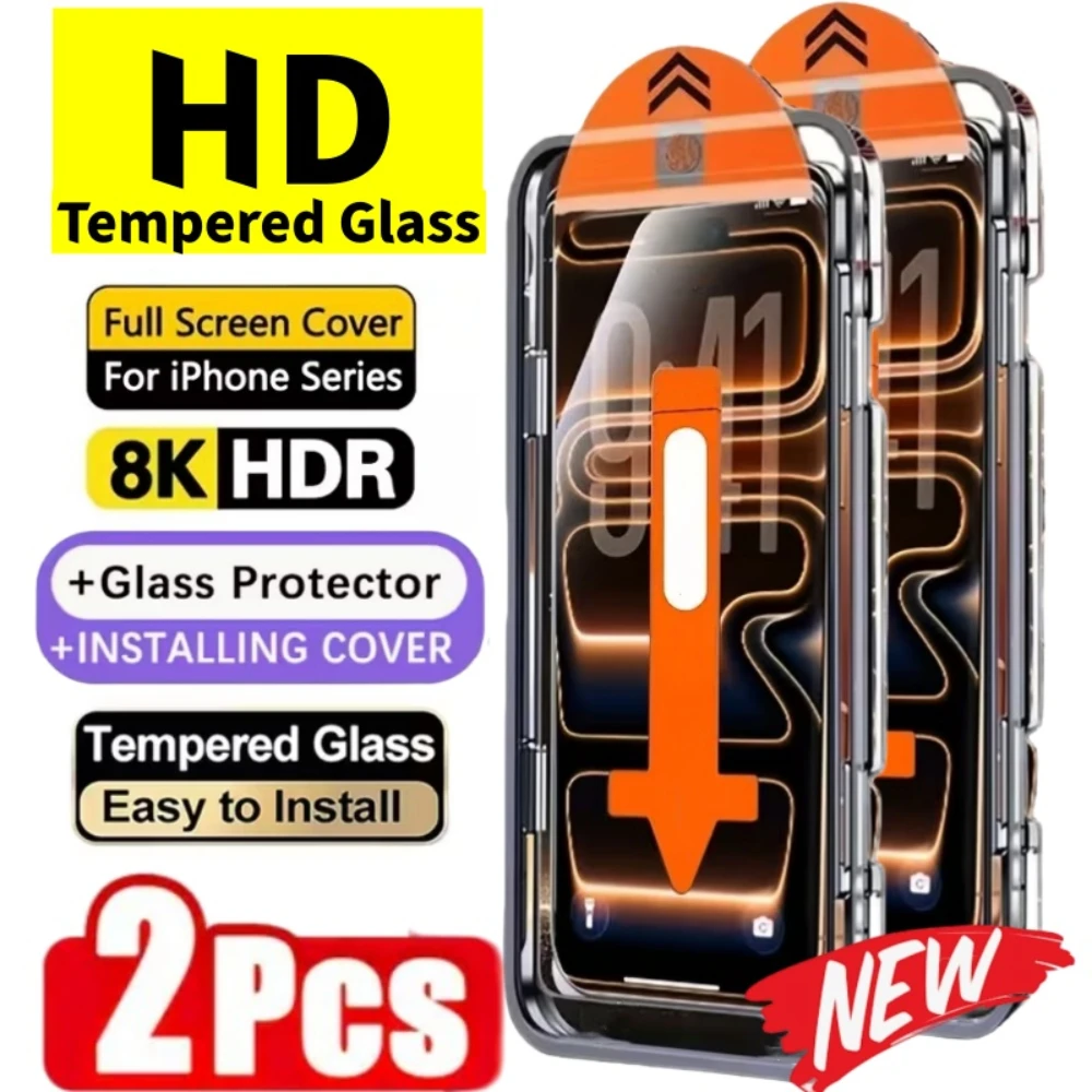 Image of 2 Stück 9H Härte Displayschutzfolie für iPhone 17 Promax 16 15 14 13 11 12 Pro 12 13 Mini HD Displayschutz Einfache Installation