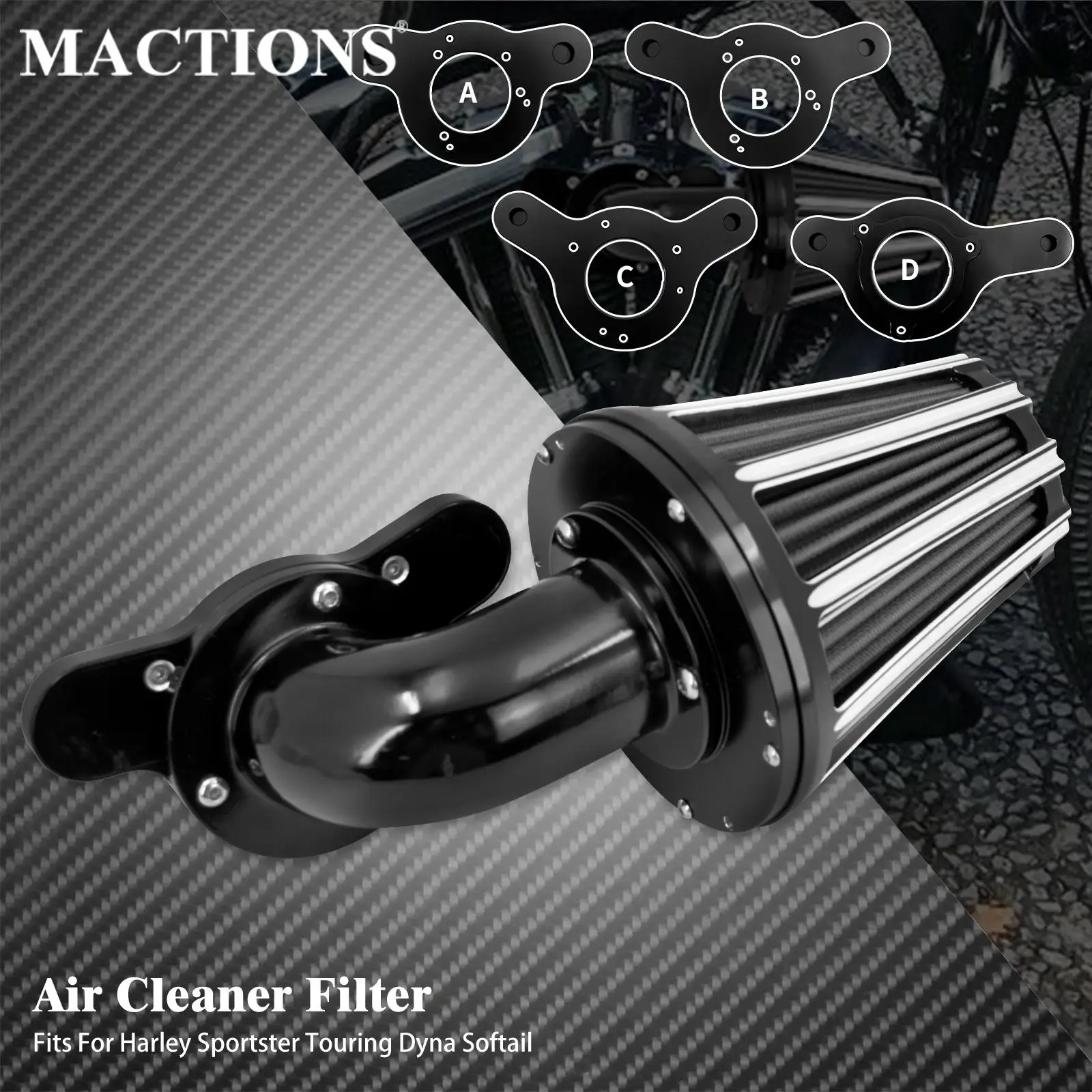 Motorcycle Black Air Cleaner Filter For Harley Touring Sportster XL 883 1200 Dyna Low Rider FXDL Softail Deuce FXSTD FL Breakout