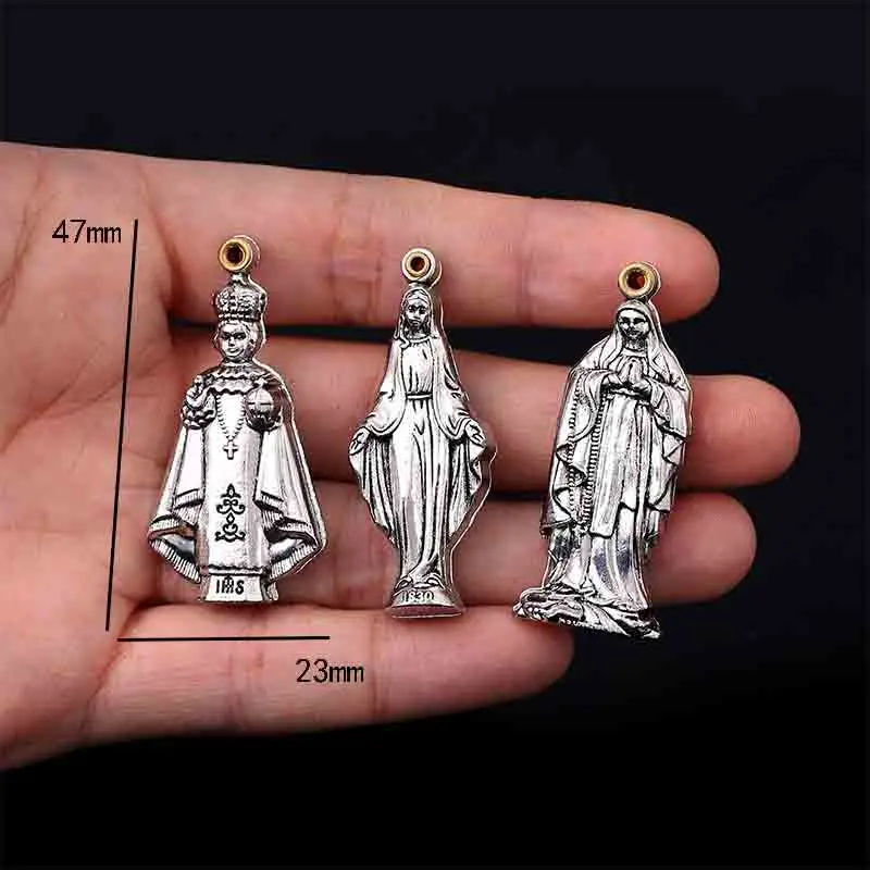 20 Pieces / Religious St. Lucy Madonna Stand Medal Rosary Jesus Cross Pendant Necklace Accessories Amulet