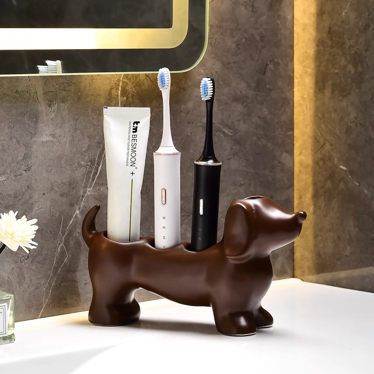 

Simple Ceramic Toothbrush Holder Base Multifunctional Toothpaste Holder Portable Toothbrush Organizer Case Bathroom Accessories