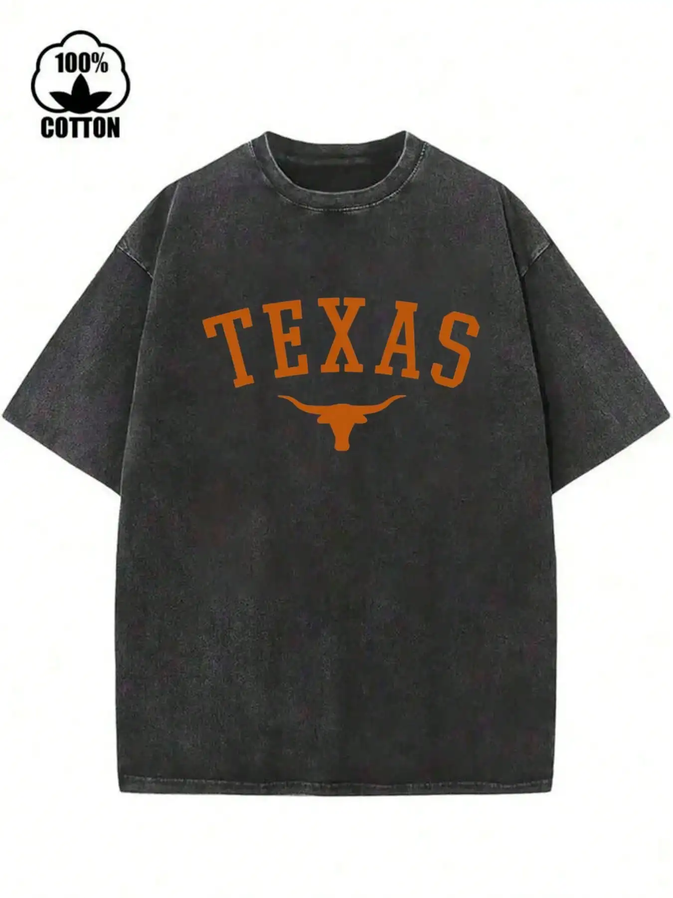 Vintage Washed Distressed Graphic Print Men's Round Neck Short Sleeve Casual T-Shirt