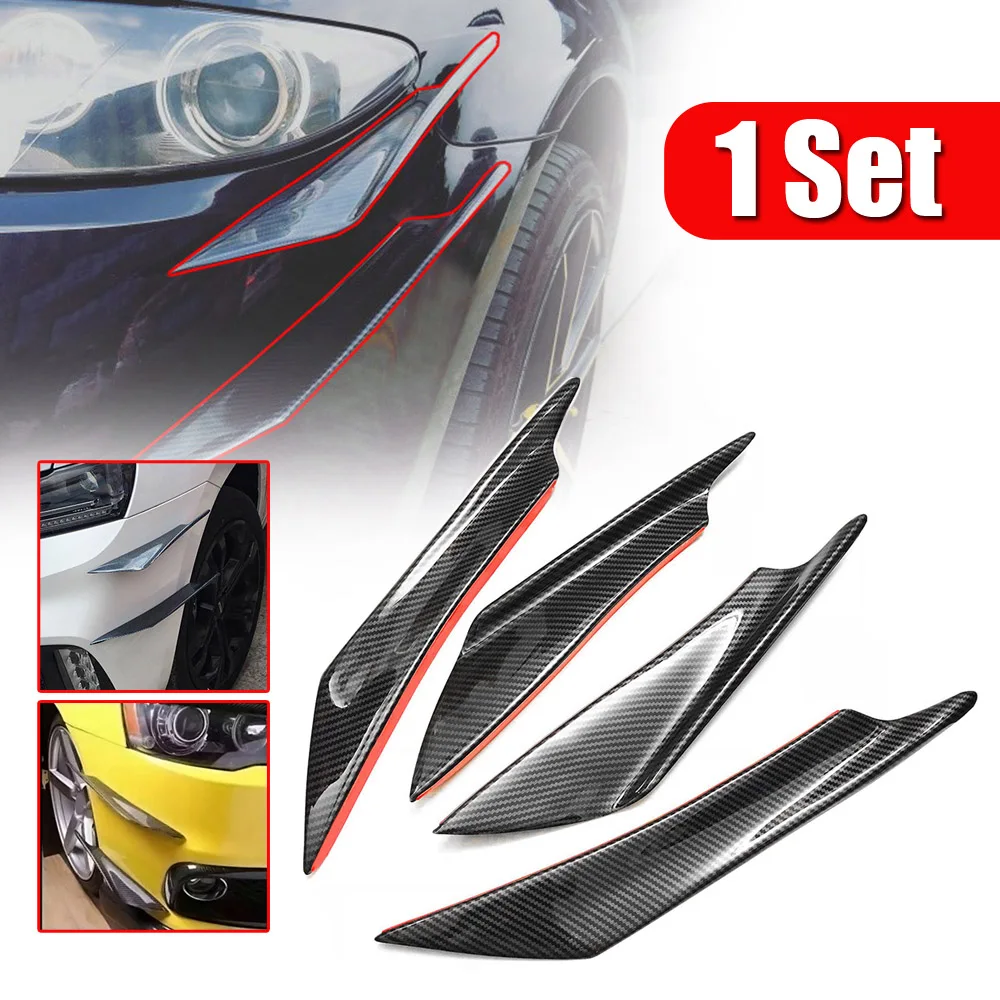 

4Pcs Carbon Fiber Car Bumper Fin Canard Splitter Diffuser Spoiler Lip Air Knife Black