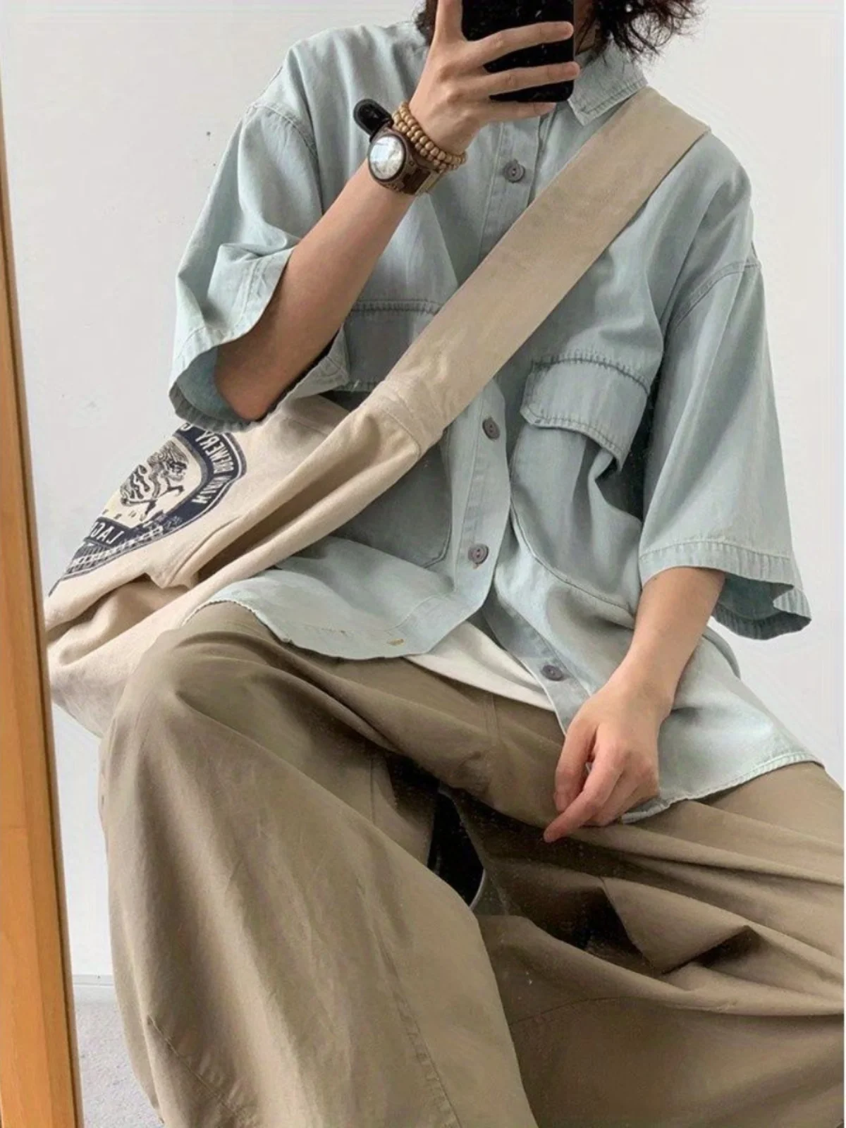 

Легкие дышащие джинсовые брюки свободного кроя для мужчин, летние, в стиле ретро, рабочая одежда, светло-голубые, модель Dopane