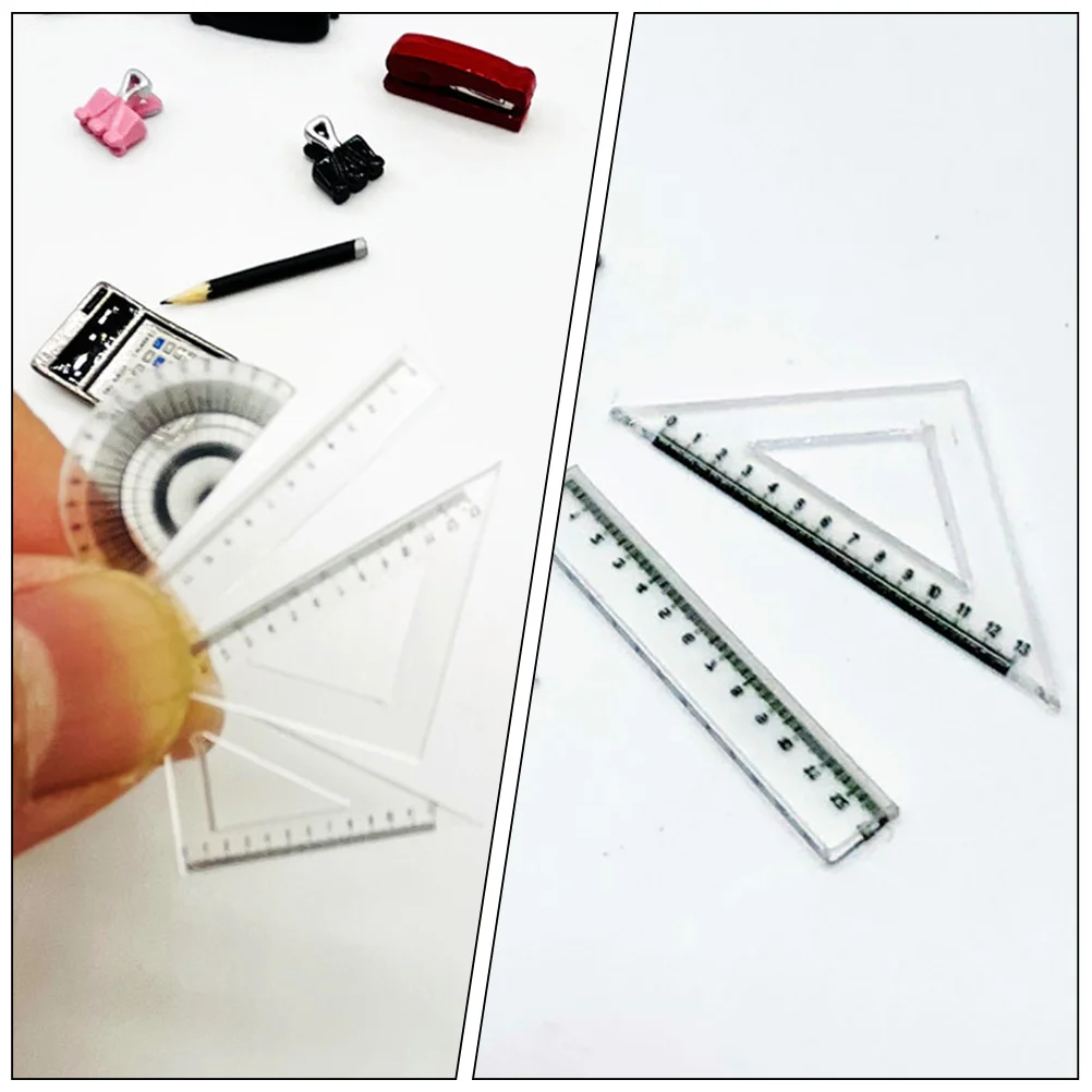 2Set Miniature House Supplies Sturdy PP Material Mini Measuring Ruler for Scene Building Study Sets Mini Scale Model Ruler