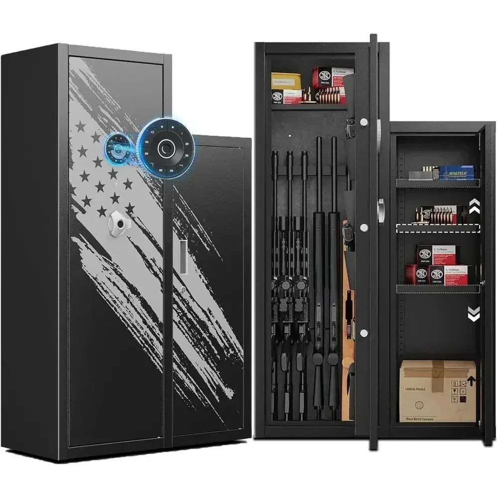 8-10 Rifle Capacity Safe, Large Storage Gun Cabinet with 4 Pistol Compartments and Removable Shelves for Shotgun