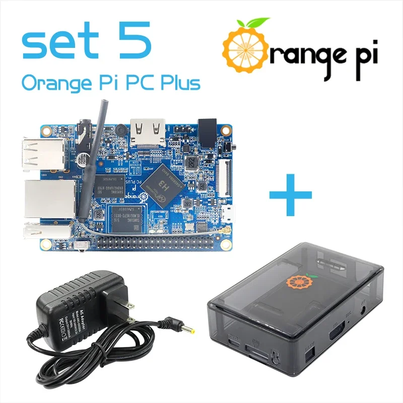 BoMaSOrange Pi PC Plus+Black Case+Power Supply, 1GB RAM 8GB EMMC Flash LPDDR3 Mini PC Single Board Computer Kit