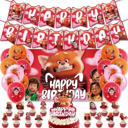 Disney Turning Red Theme Party Suplies Party Balloons Sets Cake topper Birthday Banner Kids Party Decoration Baby Shower