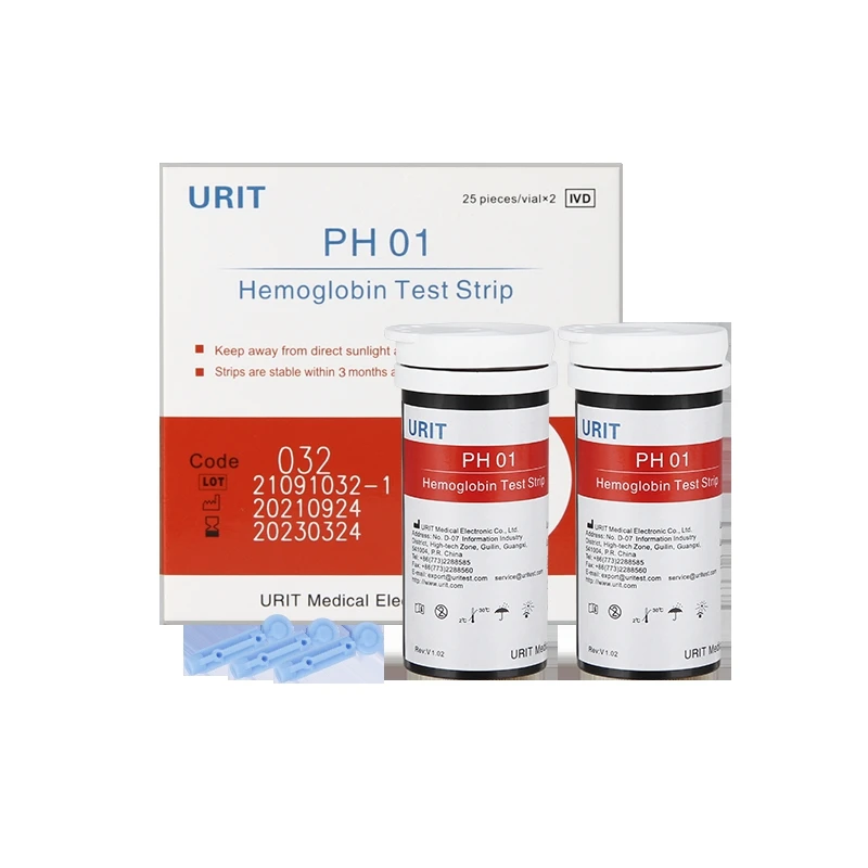 

URIT PH01 50/100/200pcs Hemoglobin Analysis Test Strip Meter home Hb Test Strips Anemia TesterStrip Heme Test Paper*