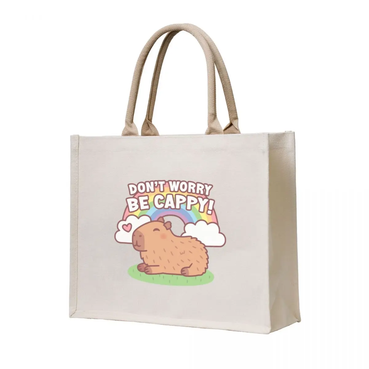 

Cute Capybara And Rainbow, Don't Worry Be Cappy Tote Bag Women's beach bags Women's handbag bags luxury women