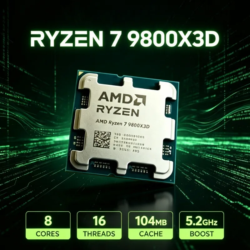 E-Sports Gaming Processor R7 9800X3D 4NM 120W Socket AM5 Large 96MB L3 Cache Tray CPU Without Fan