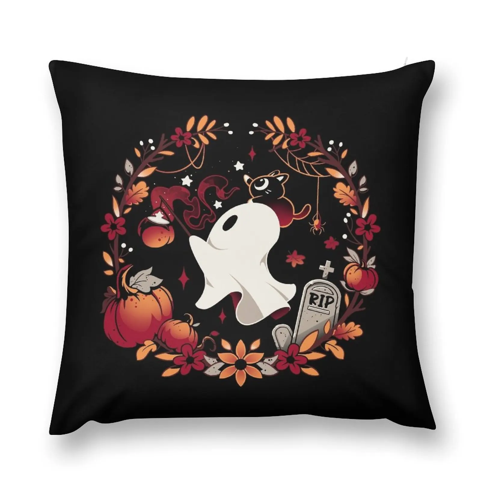 

Spooky Wishes - Cute Halloween Ghost Throw Pillow home decor items Christmas Covers For Cushions pillow