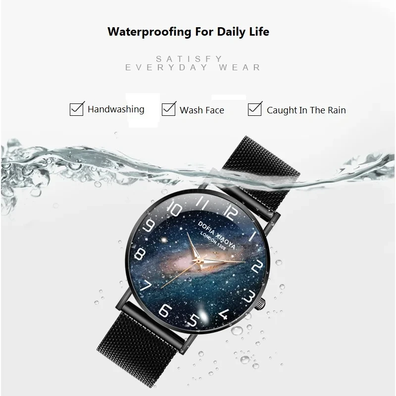 Fashion Quartz Watch Minimalist Milky Way Starlight Starry Sky Style Sports Men\'s Watch Ultra-thin Trendy Watch With Luminous