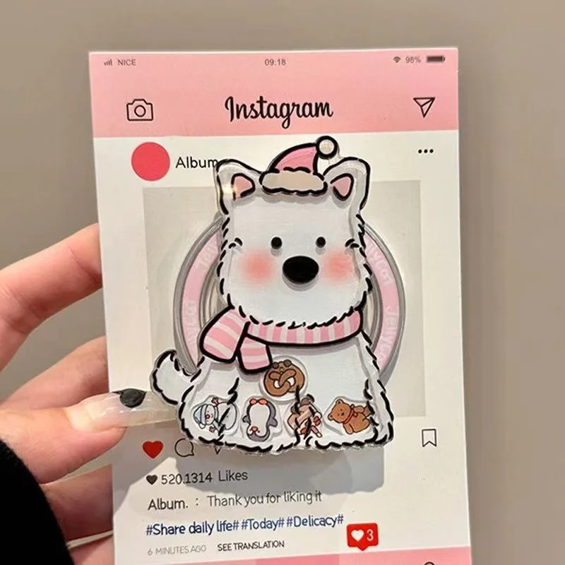 

Корейский милый зыбучий песок Shake Puppy, магнитный держатель для телефона, подставка, ручка Tok GripTok, поддержка iPhone 15 16, аксессуары Magsafe