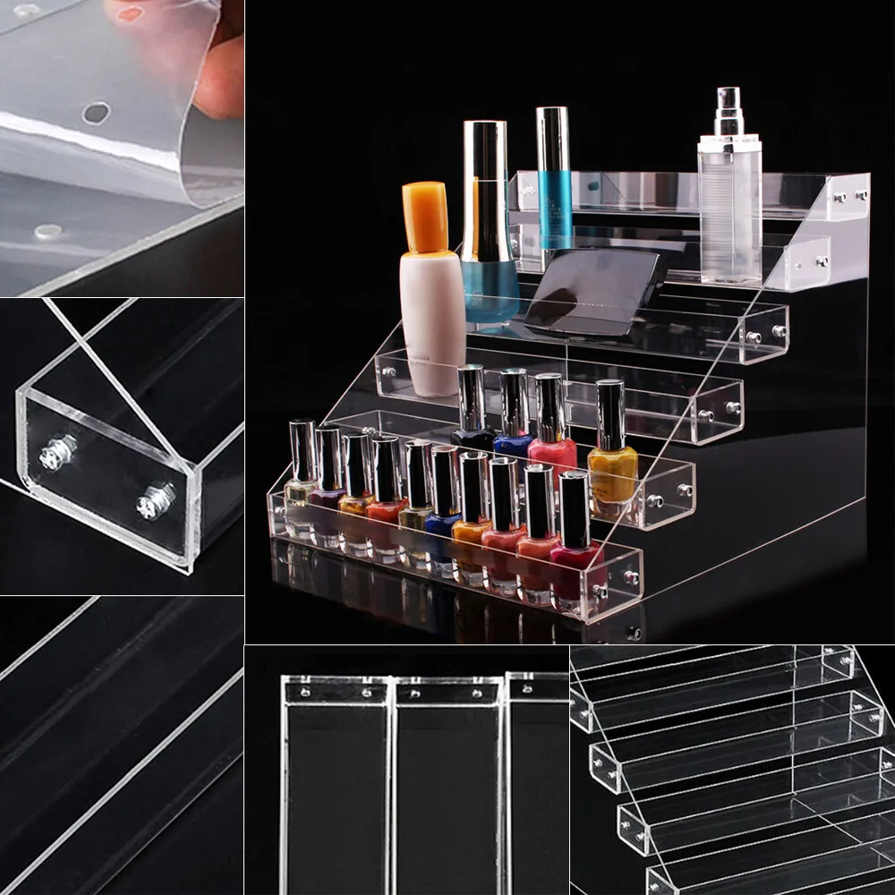 6 Tier Clear Acrylic Rack Perfume Makeup Ladder Display Stand Risers Ink Shelf Acrylic Stand for Action Figures Paint Cosmetics