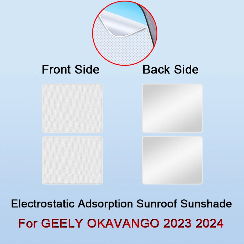 

Fit For GEELY OKAVANGO 2023 2024 2025 Electrostatic Adsorption Car Roof Sunshade Skylight Blind Shading Windshield Sunroof Cover