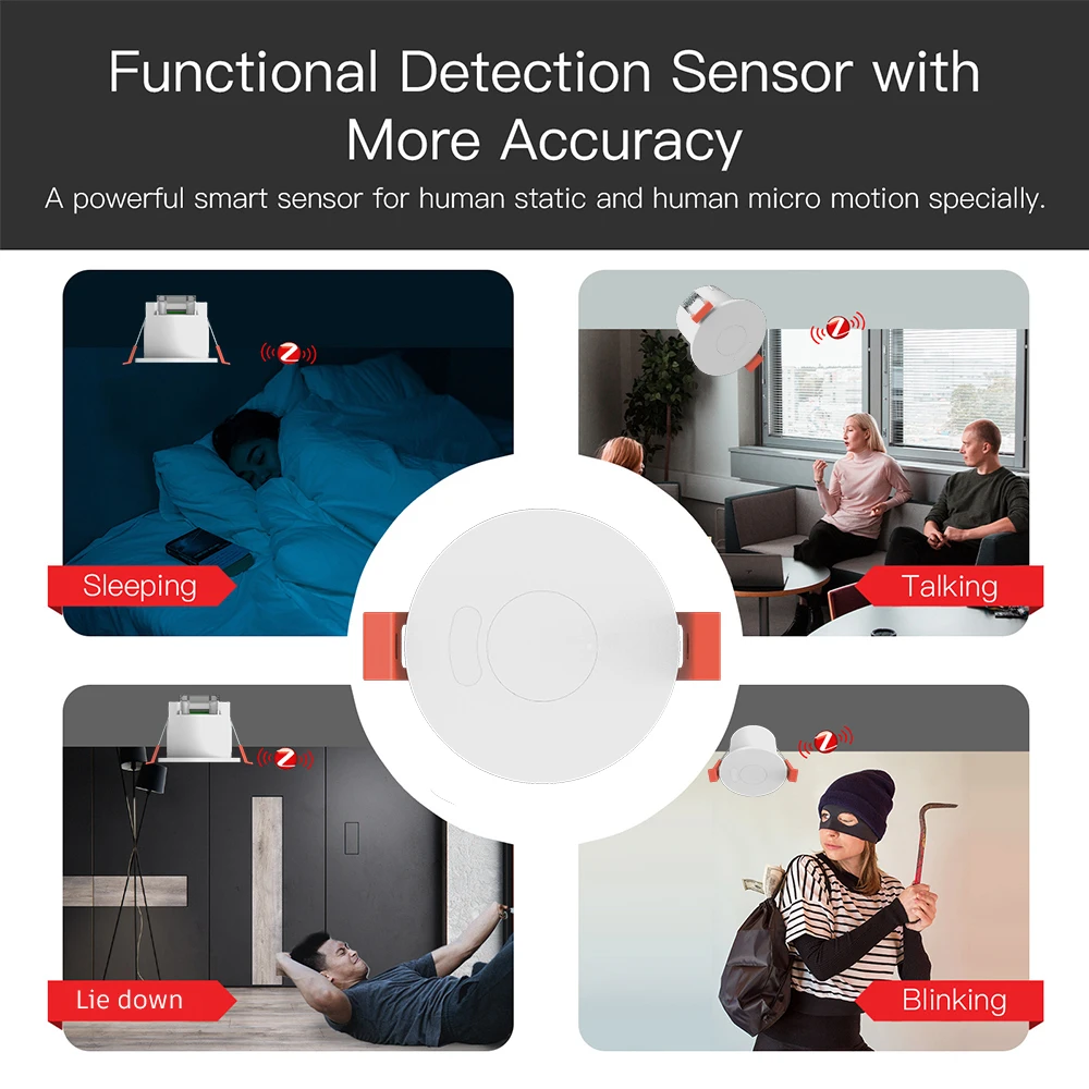 ZigBee/Wifi MmWave Radar presencia humana Sensor de movimiento interruptor de luz detección de luminosidad 110/220V Tuya Smart Life automatización