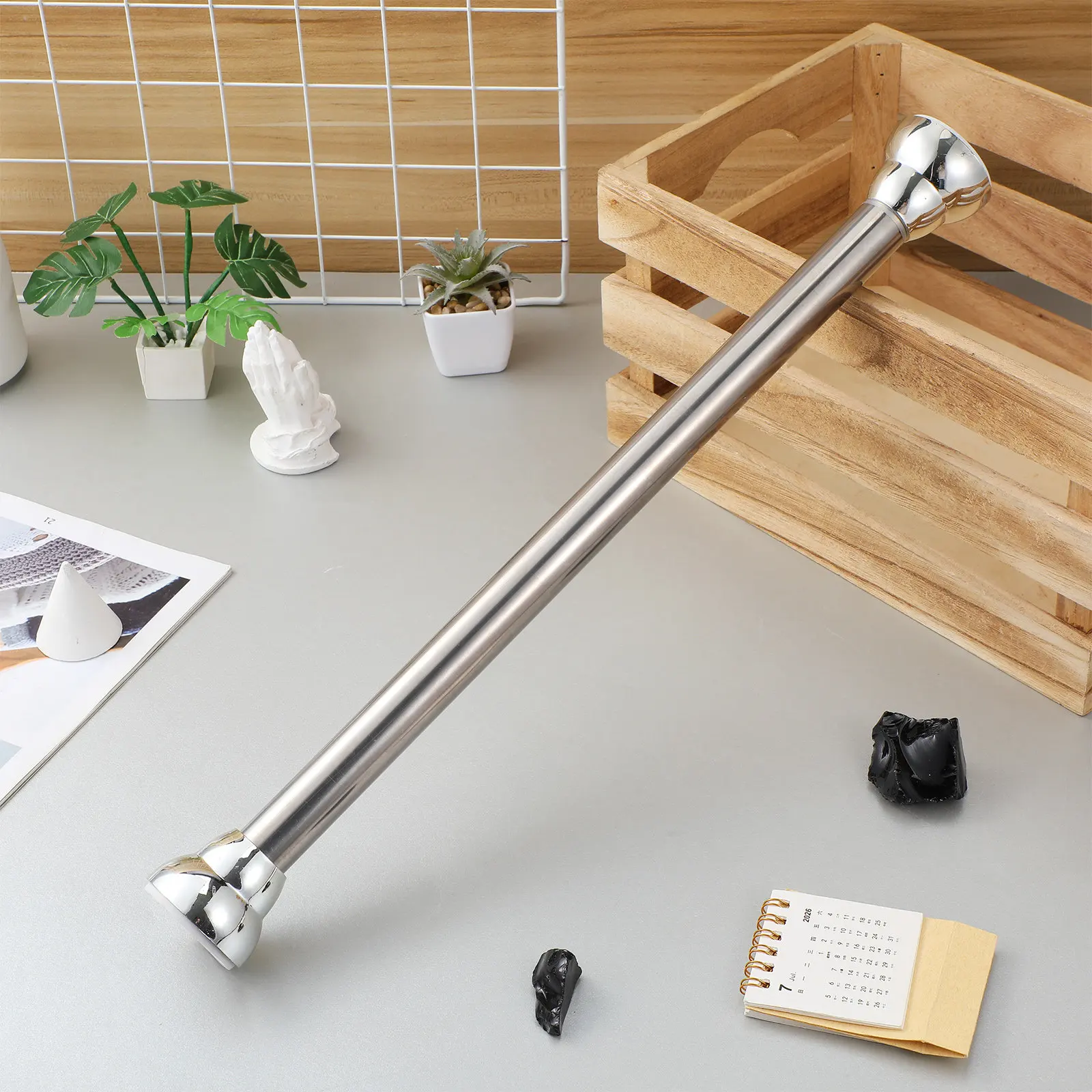 Heavy Duty Stainless Steel Telescopic Shower Curtain Rod Adjustable Tension Rod No Drill Wall Mount for Bathroom Bedroom Balcony