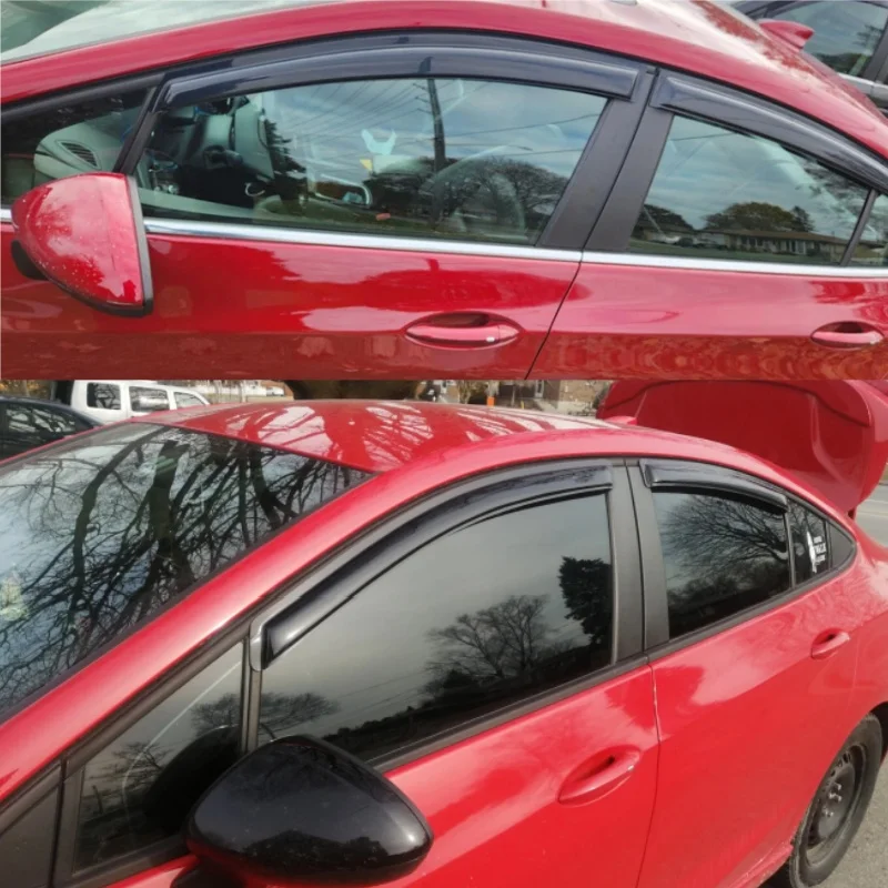 For Chevrolet Cruze 2017-2020 Window Visors Rain Sun Guard Vent Wind Deflector Weathershield Slim Moulding Trim Cars Accessories