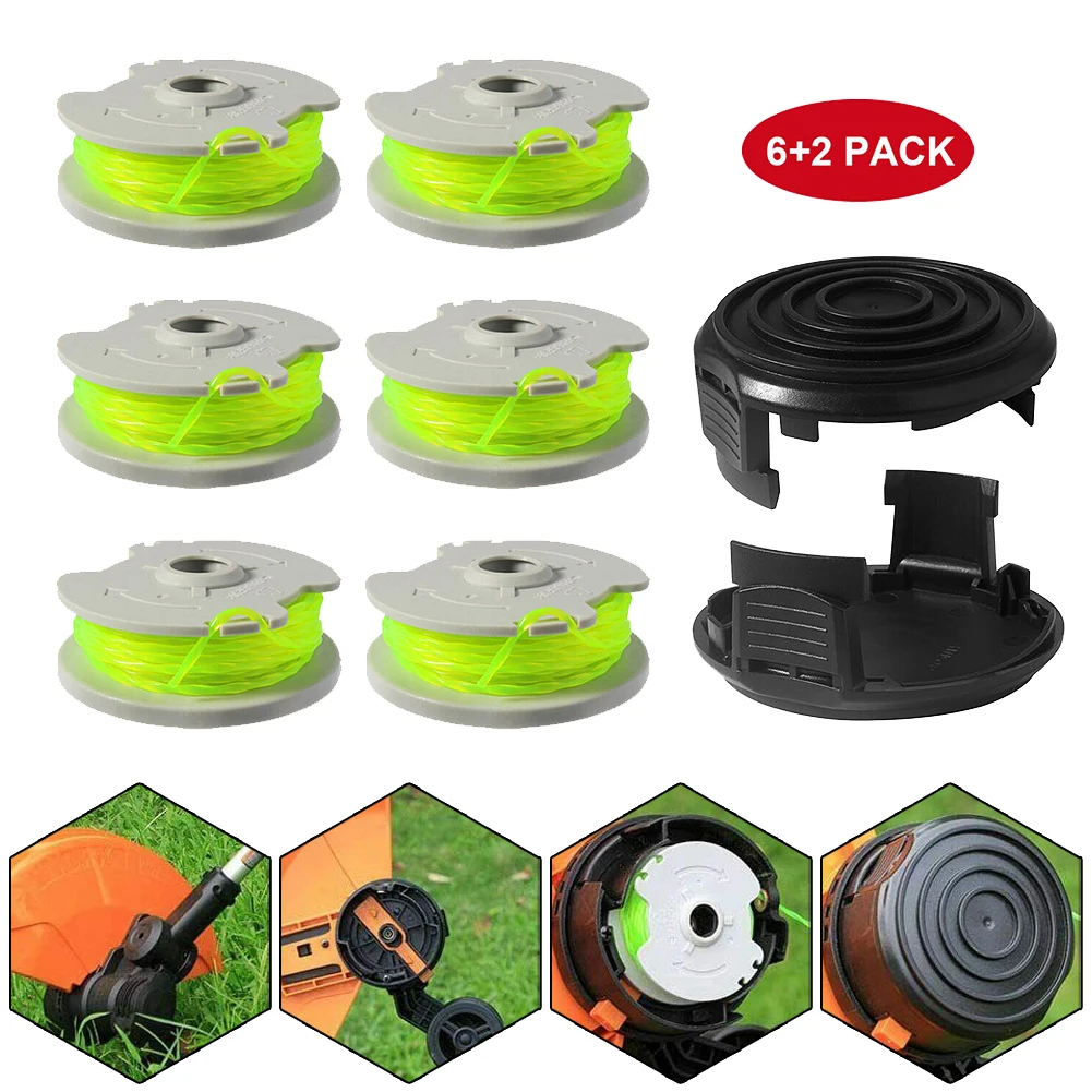 

6pcs/set Grass Trimmer Line Spool & Spool Cover Cap For WORX WA0014 WG168 WG184 WG190 WG191 Grass Trimmer Accessories