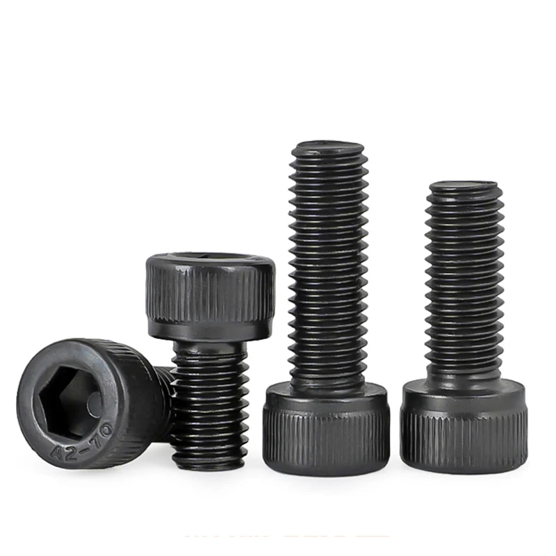 2~50pcs M1.6 M2 M2.5 M3 M4 M5 M6 M8 M10 M12 Black Galvanized 304 Stainless Steel Hexagon Hex Socket Head Cap Bolt Screw